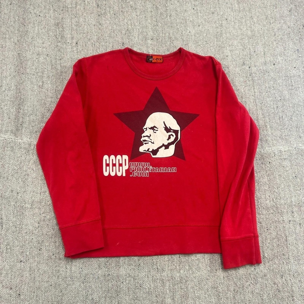 Vintage‎ CCCP Proletarian Shirt Women's XL Red 2000s Y2K Long Sleeve